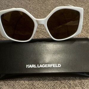 Karl Lagerfeld White Geometric Cat Eye Sunglasses
